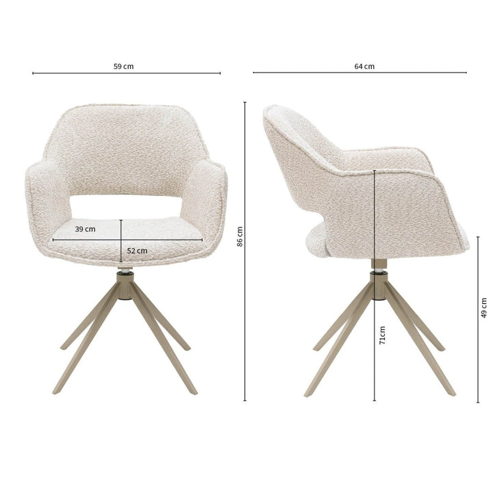 Chaise Pivotante Ergonomique Crème Avec Accoudoirs Confort Moderne | LUXA - Designix