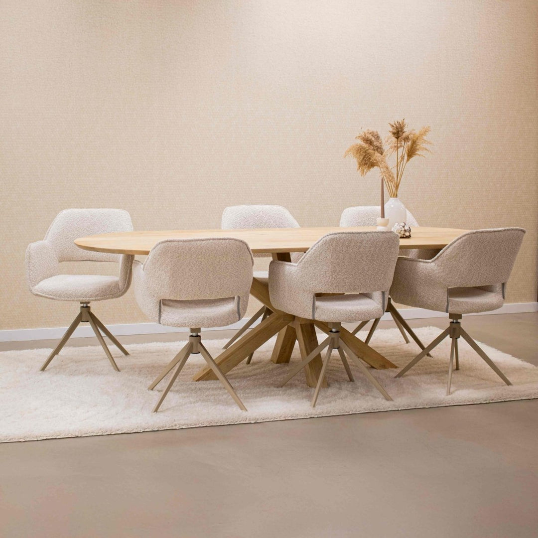 Chaise Pivotante Ergonomique Crème Avec Accoudoirs Confort Moderne | LUXA - Designix