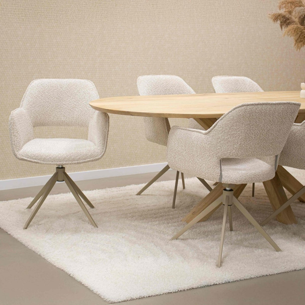 Chaise Pivotante Ergonomique Crème Avec Accoudoirs Confort Moderne | LUXA - Designix