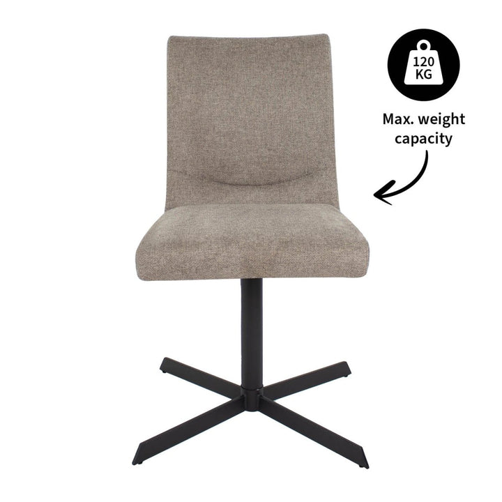 Chaise Pivotante Taupe Texturée Avec Cadre Métallique Et Rotation 360 | LYRA - Designix
