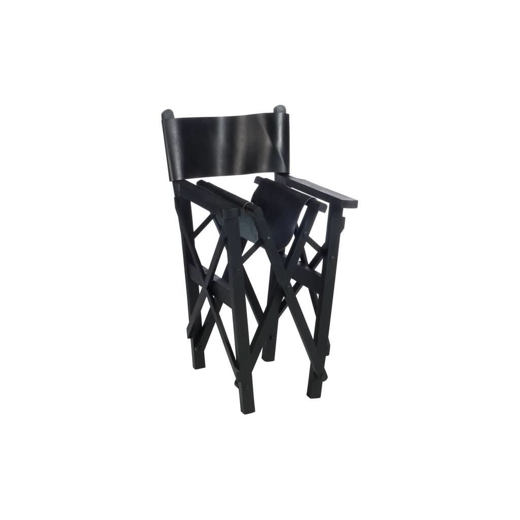 Chaise Pliante Bois Cuir Noir | Gira - Designix Chaises