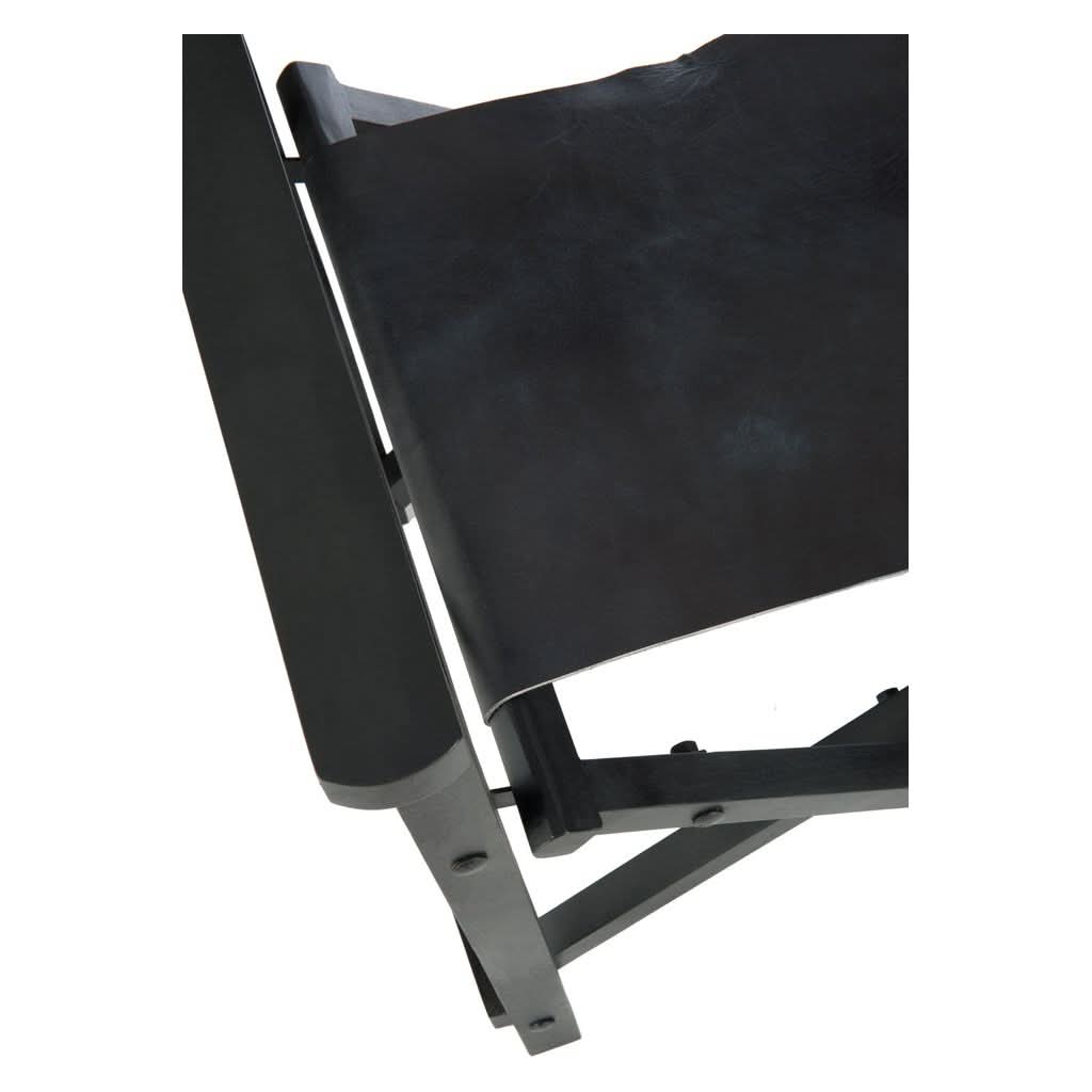 Chaise Pliante Bois Cuir Noir | Gira - Designix Chaises