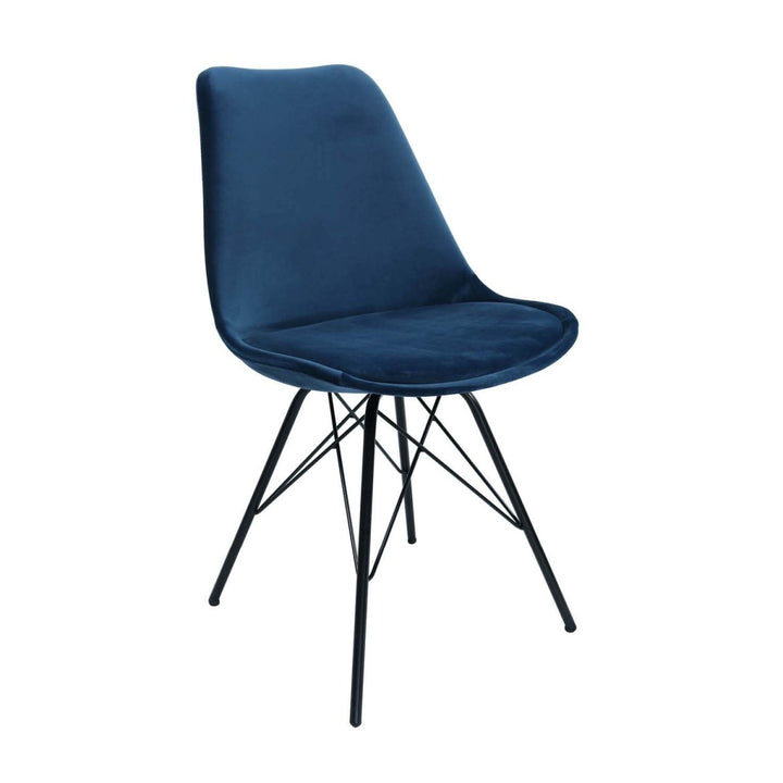 Chaise Velours Bleu Foncé Confort Moderne pour Salle à Manger | LUMI - Designix