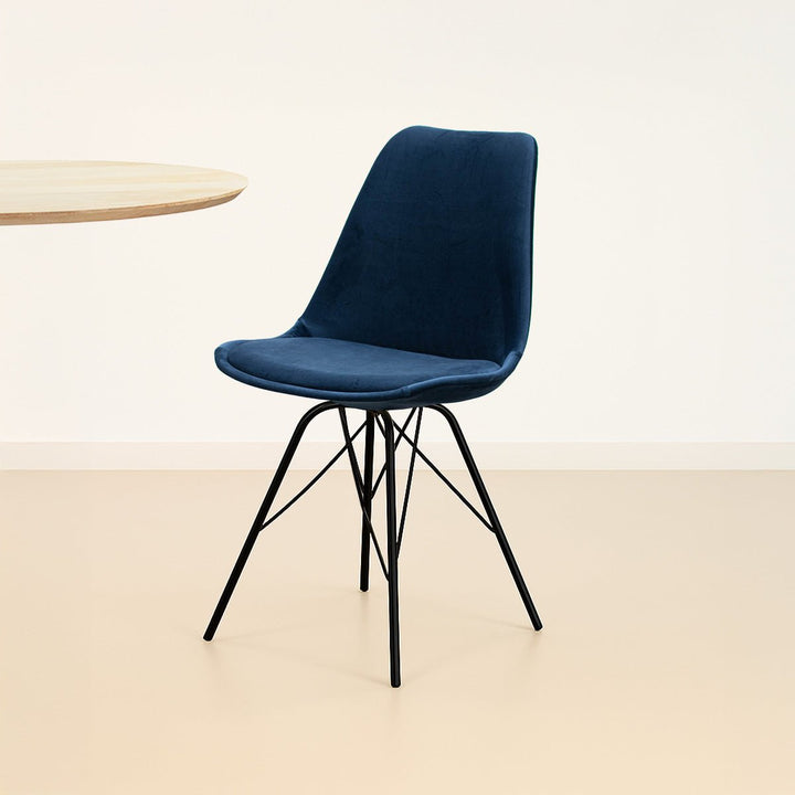 Chaise Velours Bleu Foncé Confort Moderne pour Salle à Manger | LUMI - Designix