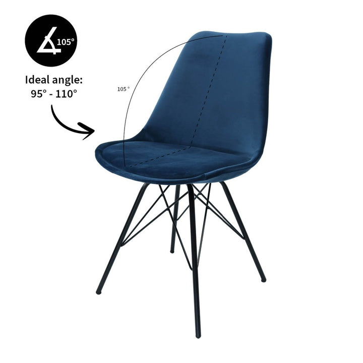 Chaise Velours Bleu Foncé Confort Moderne pour Salle à Manger | LUMI - Designix