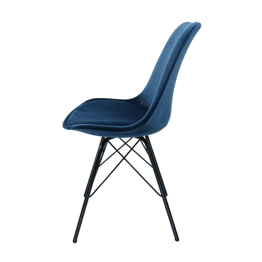 Chaise Velours Bleu Foncé Confort Moderne pour Salle à Manger | LUMI - Designix