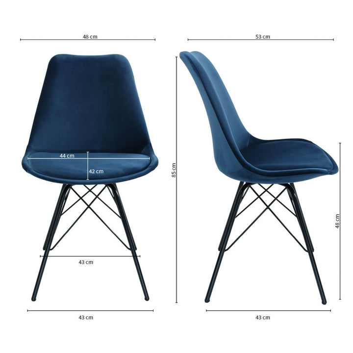 Chaise Velours Bleu Foncé Confort Moderne pour Salle à Manger | LUMI - Designix
