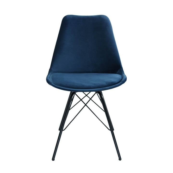 Chaise Velours Bleu Foncé Confort Moderne pour Salle à Manger | LUMI - Designix