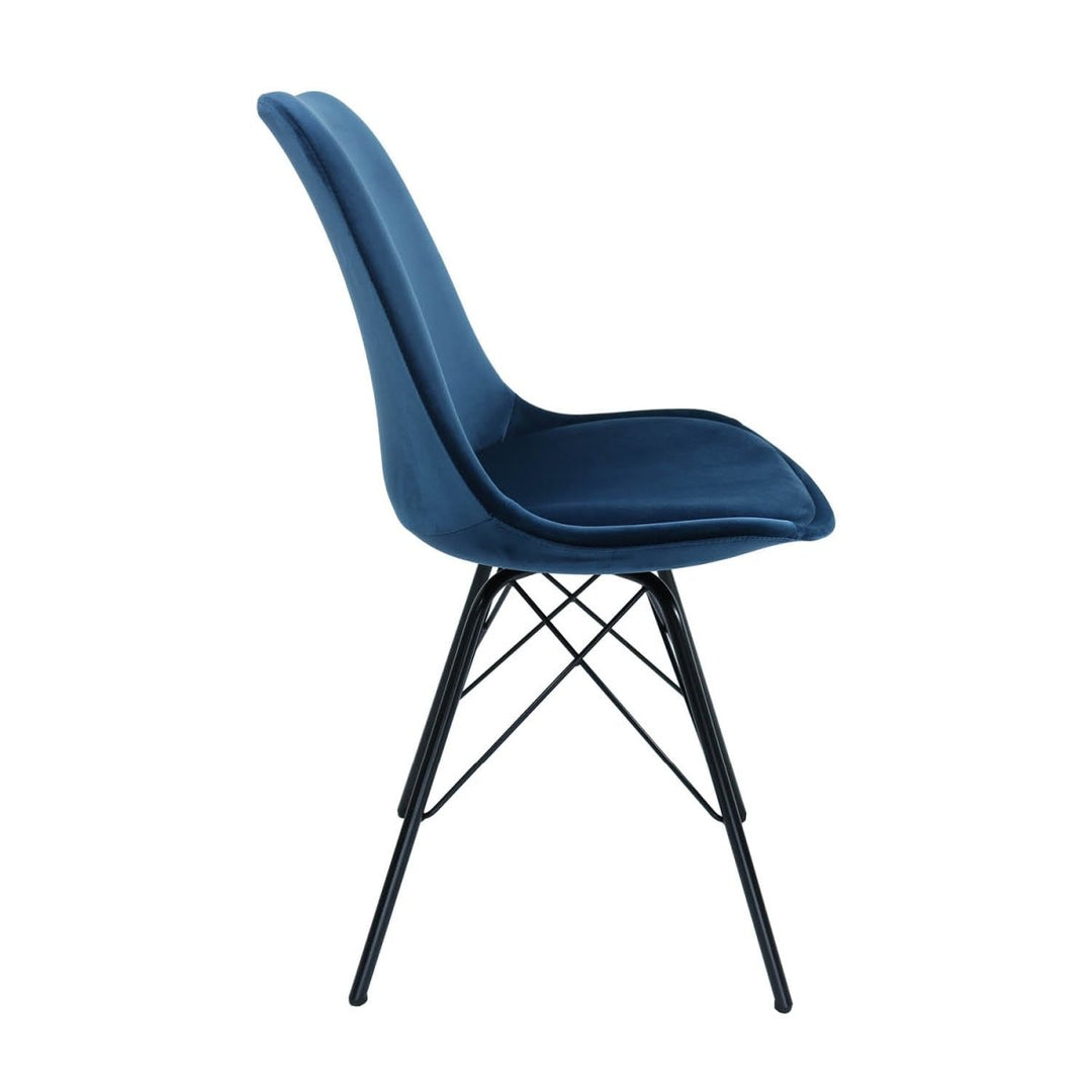 Chaise Velours Bleu Foncé Confort Moderne pour Salle à Manger | LUMI - Designix
