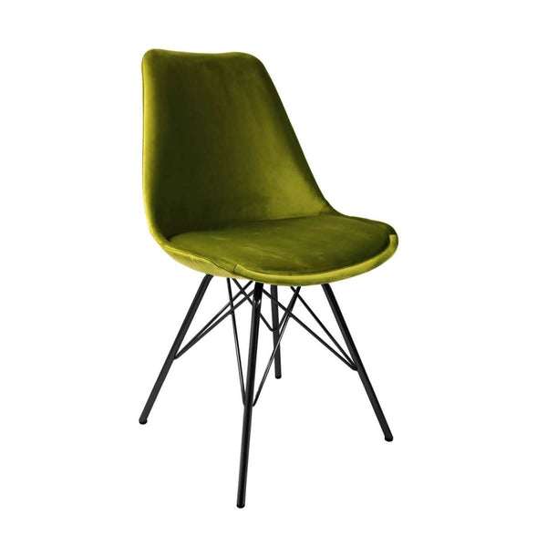 Chaise Velours Moderne Confort Siège Design Dossier Haut Vert | KYLI