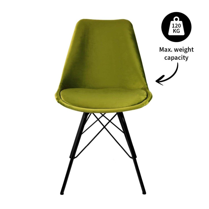 Chaise Velours Moderne Confort Siège Design Dossier Haut Vert | KYLI - Designix