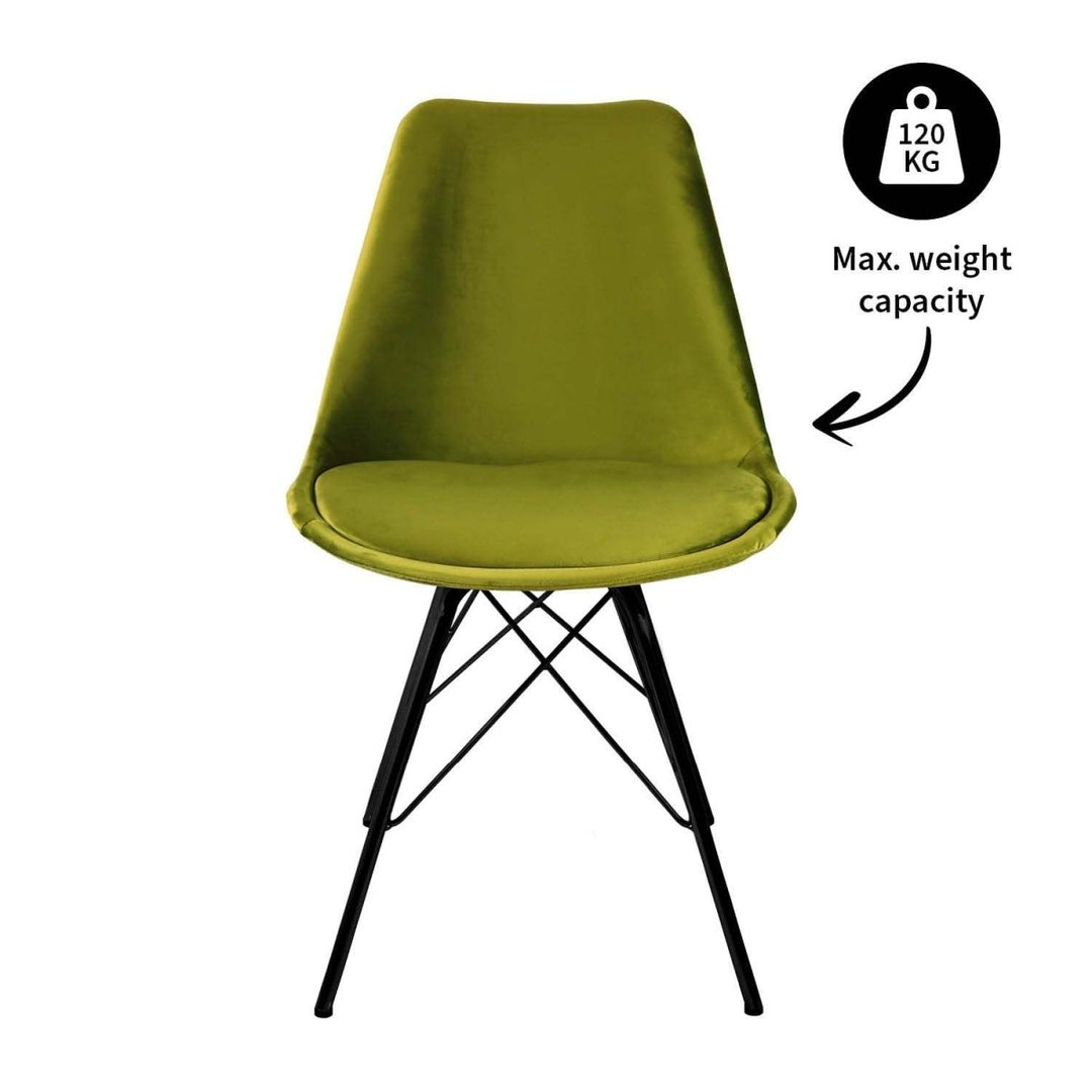 Chaise Velours Moderne Confort Siège Design Dossier Haut Vert | KYLI - Designix