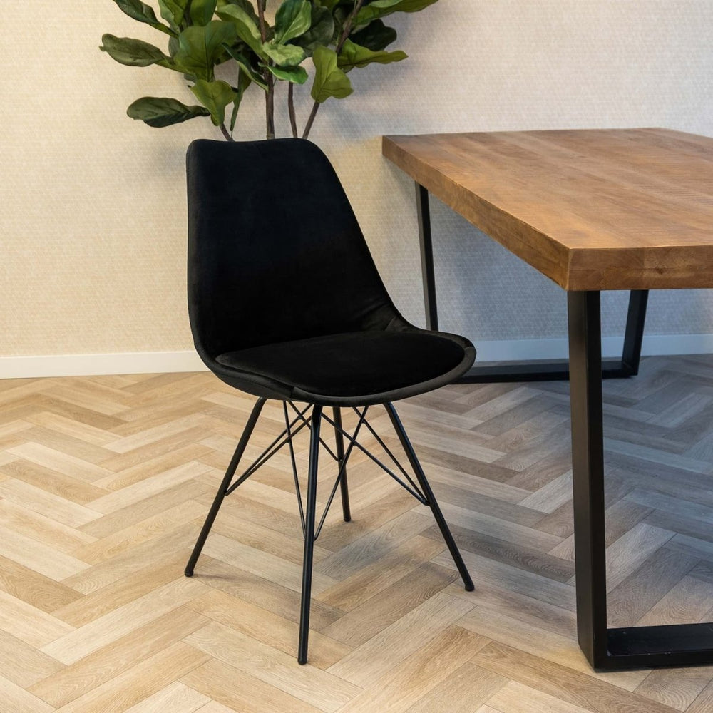 Chaise Velours Noir Moderne Siège Confort Premium | LUXA - Designix