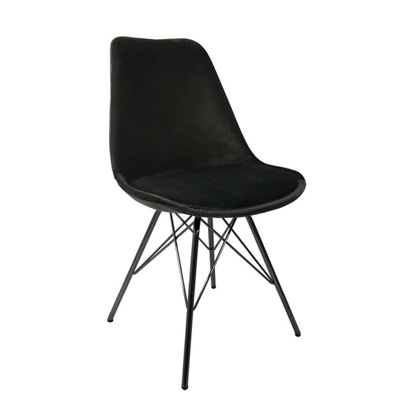 Chaise Velours Noir Moderne Siège Confort Premium | LUXA