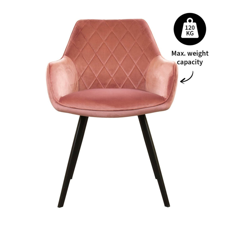 Chaise Velours Rose Salle À Manger Moderne Confort | NOVA - Designix
