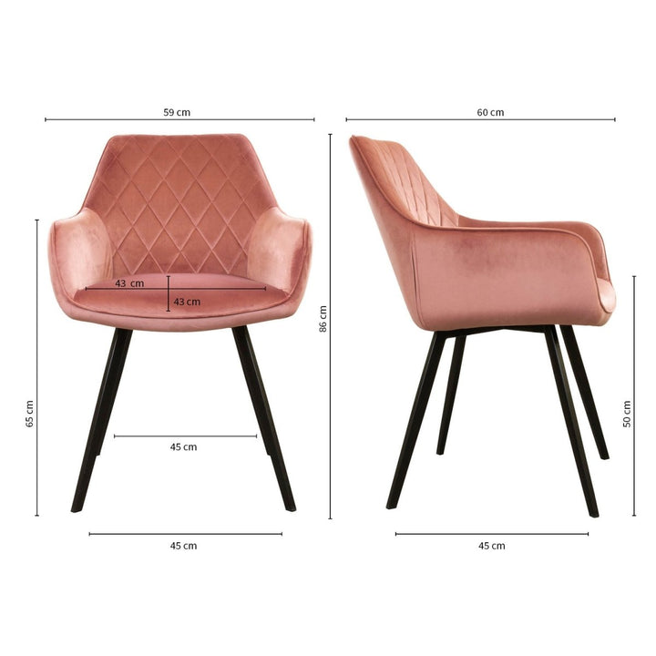 Chaise Velours Rose Salle À Manger Moderne Confort | NOVA - Designix