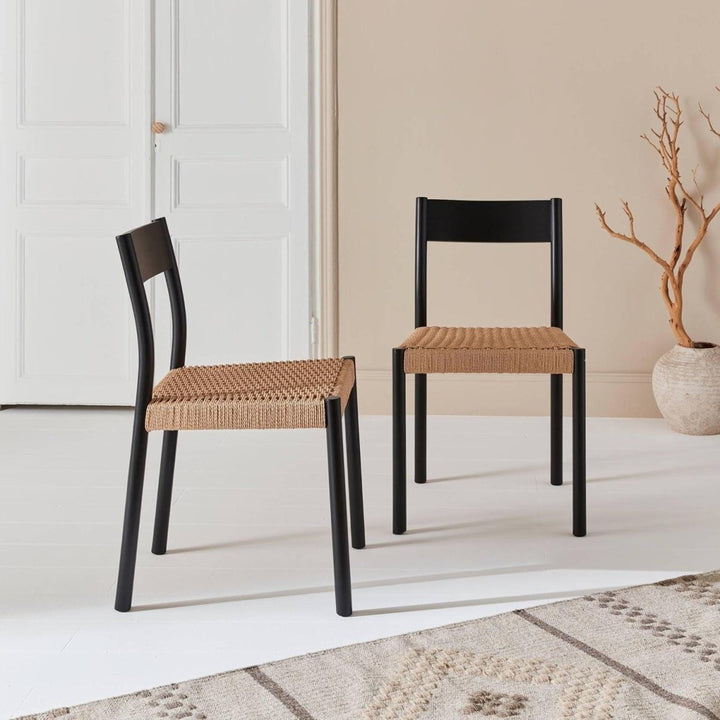 Chaises Bois Cordes Noires | Luxe - Designix Chaises