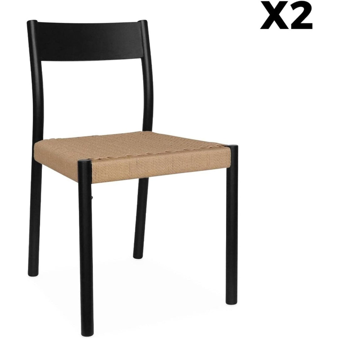 Chaises Bois Cordes Noires | Luxe - Designix Chaises