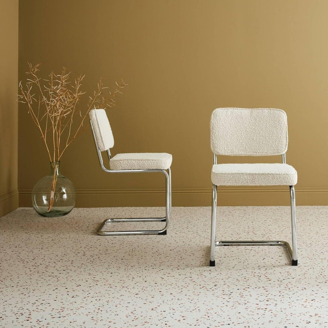 Chaises Cantilever Bouclette Blanc | Zen - Designix Chaises
