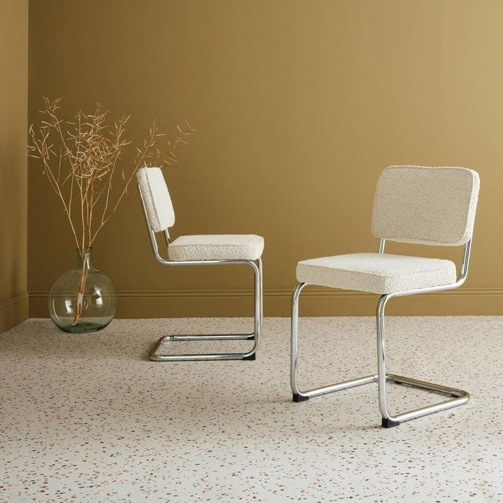 Chaises Cantilever Bouclette Blanc | Zen - Designix Chaises