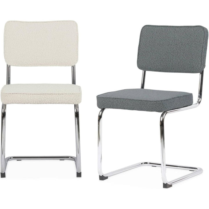 Chaises Cantilever Bouclette Blanc | Zen - Designix Chaises