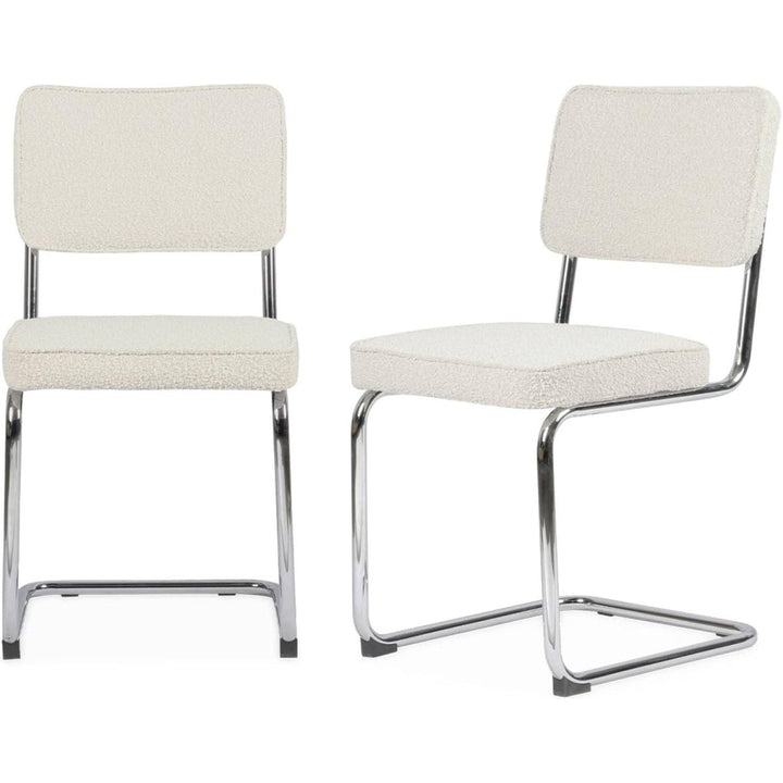 Chaises Cantilever Bouclette Blanc | Zen - Designix Chaises