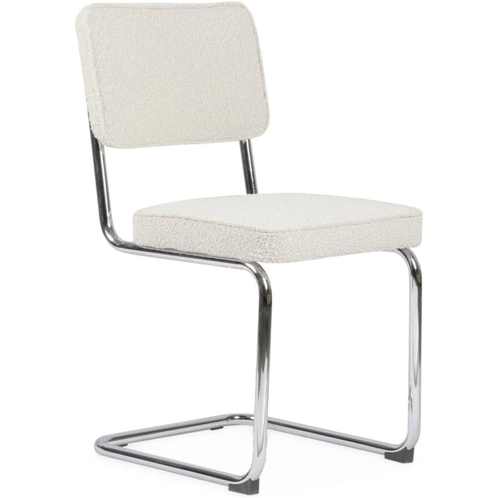 Chaises Cantilever Bouclette Blanc | Zen - Designix Chaises