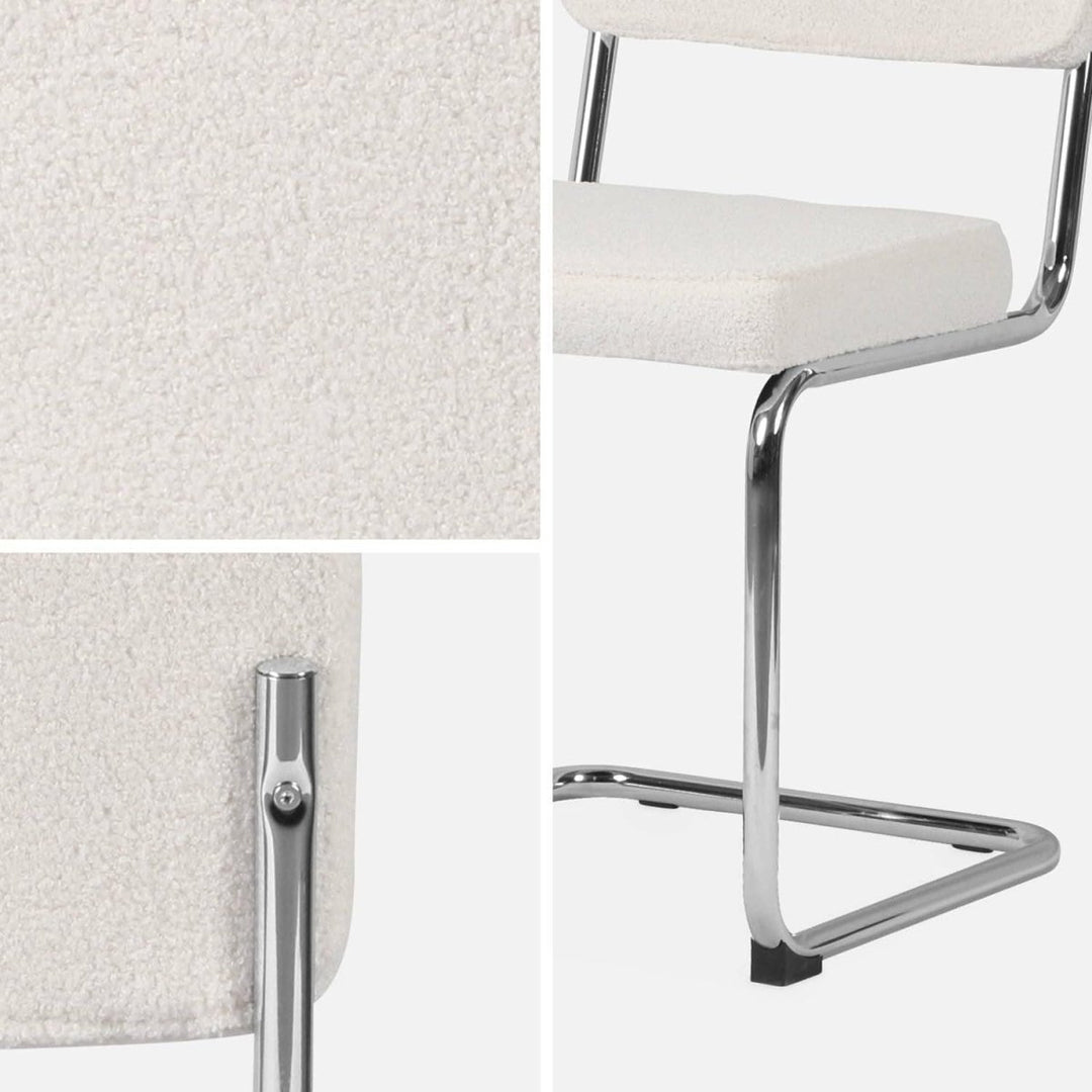Chaises Cantilever Bouclettes Crème | Linge - Designix Chaises