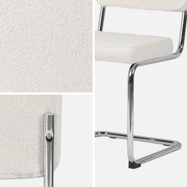 Chaises Cantilever Bouclettes Crème | Linge - Designix Chaises