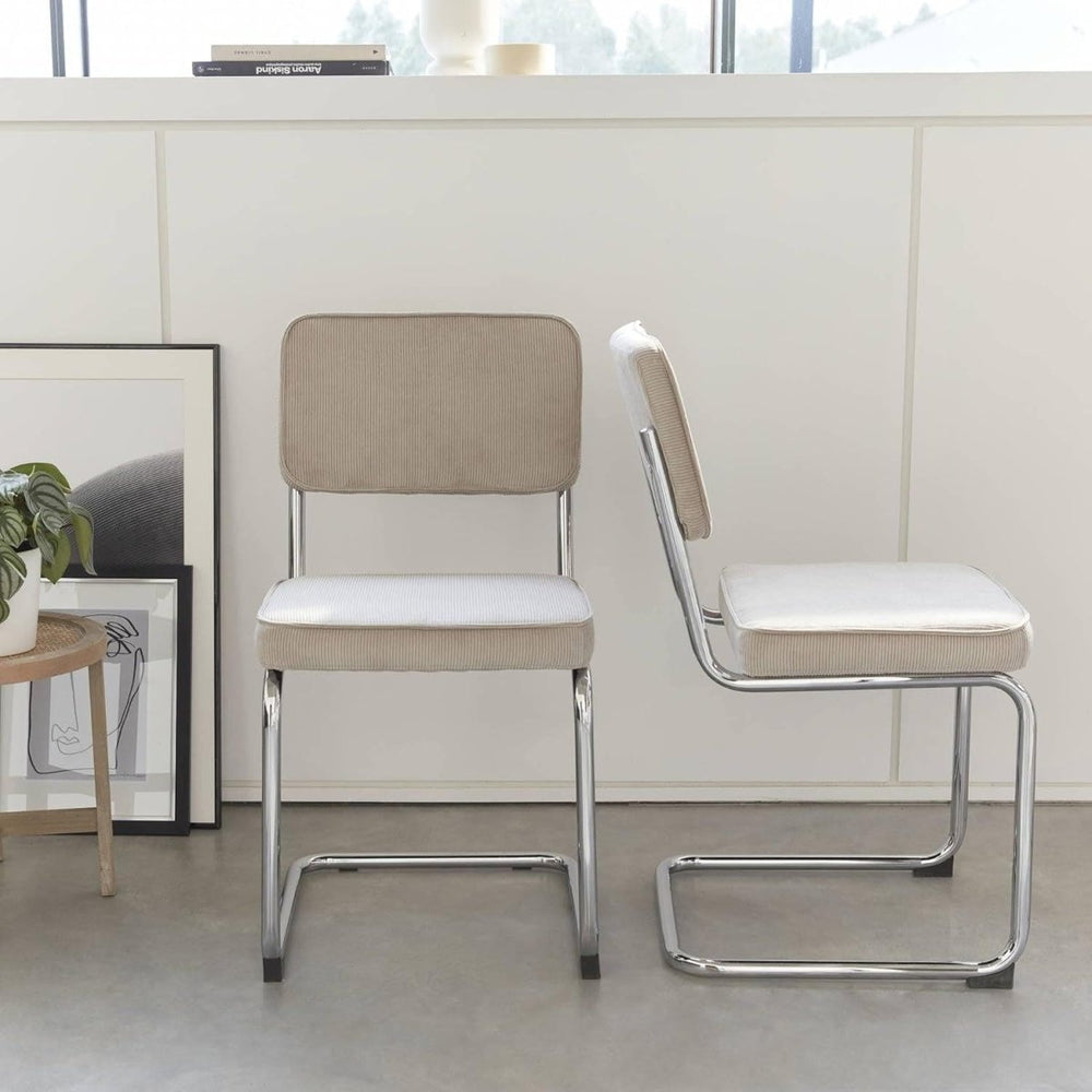 Chaises Cantilever Velours Crème | Soleil - Designix Chaises