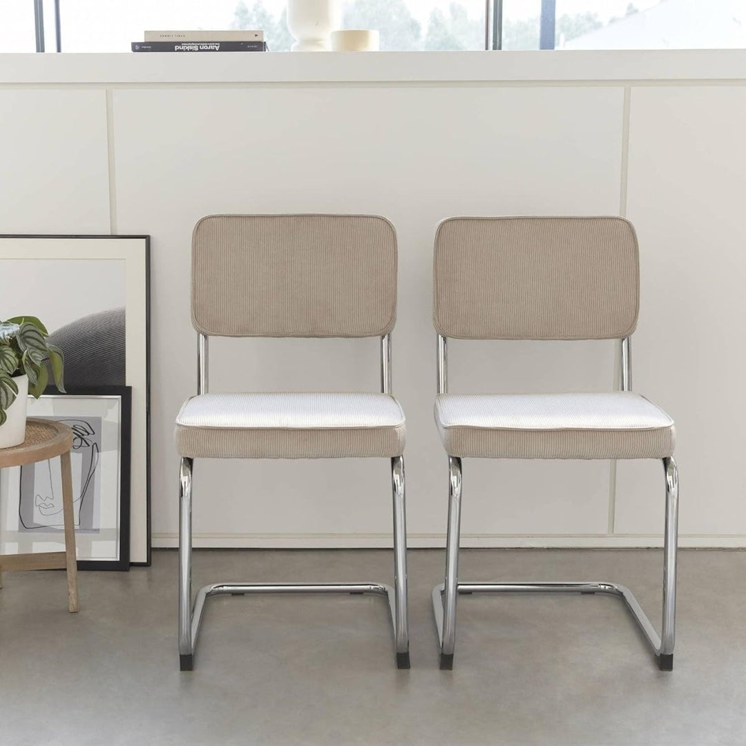 Chaises Cantilever Velours Crème | Soleil - Designix Chaises
