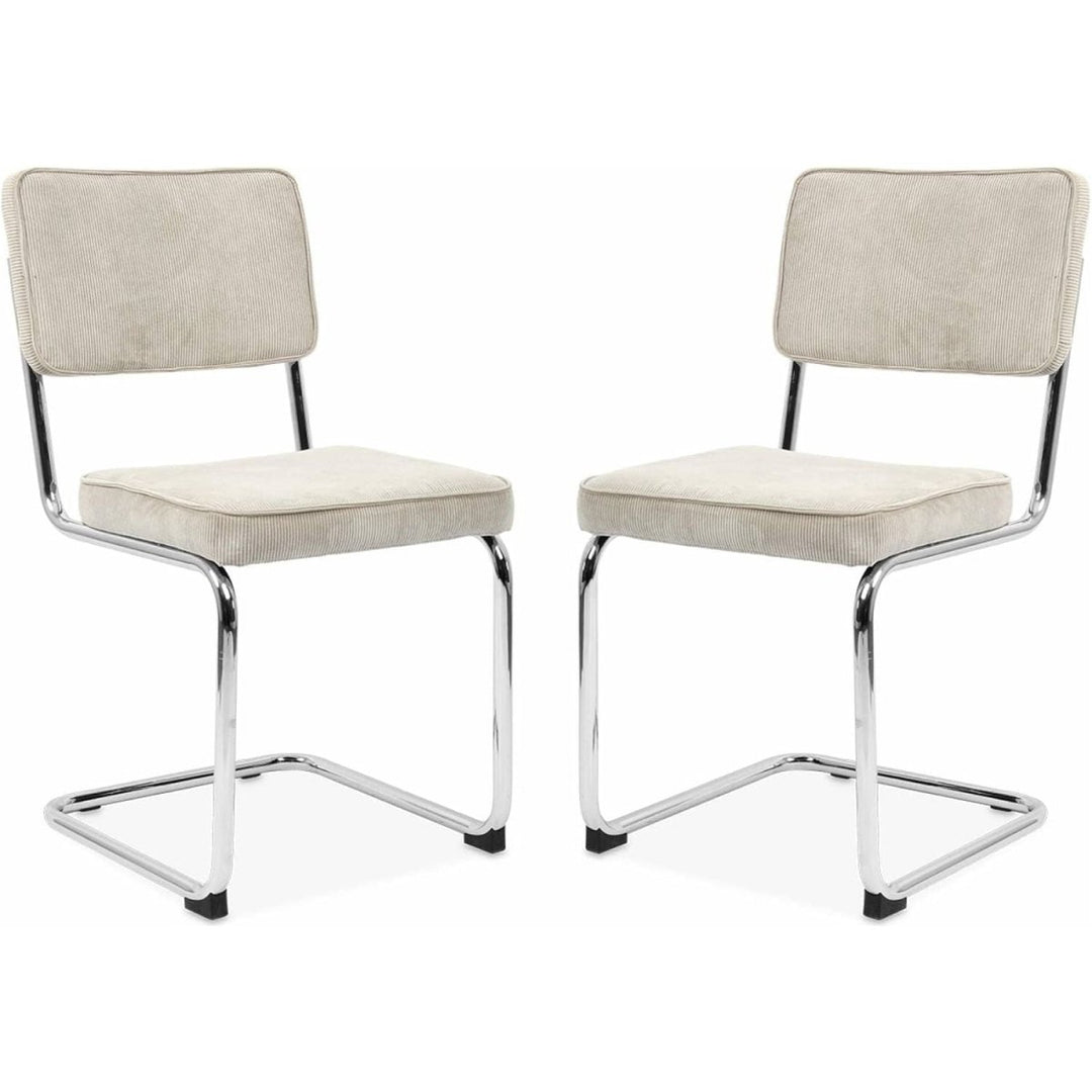 Chaises Cantilever Velours Crème | Soleil - Designix Chaises