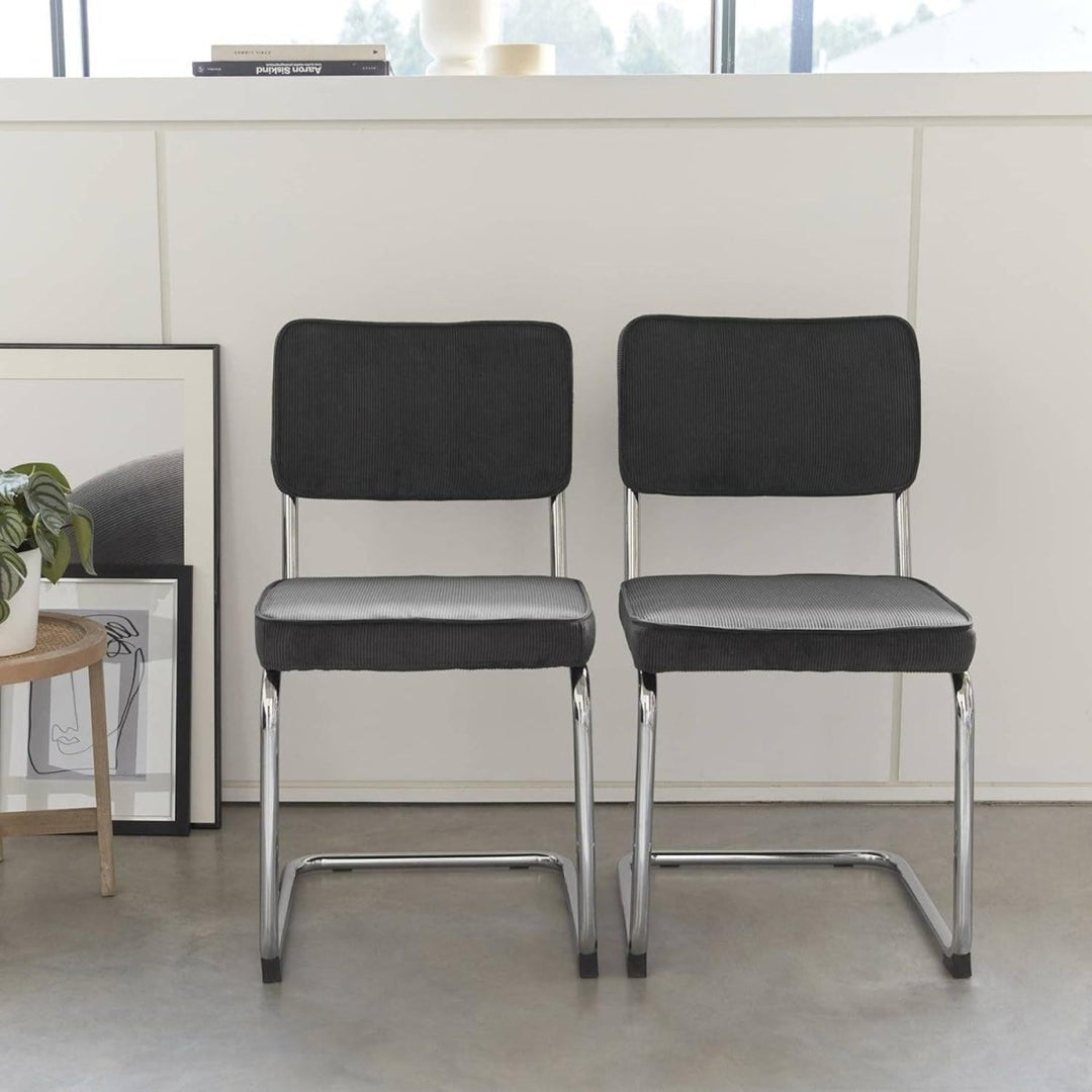 Chaises Cantilever Velours Gris | Bluff - Designix Chaises