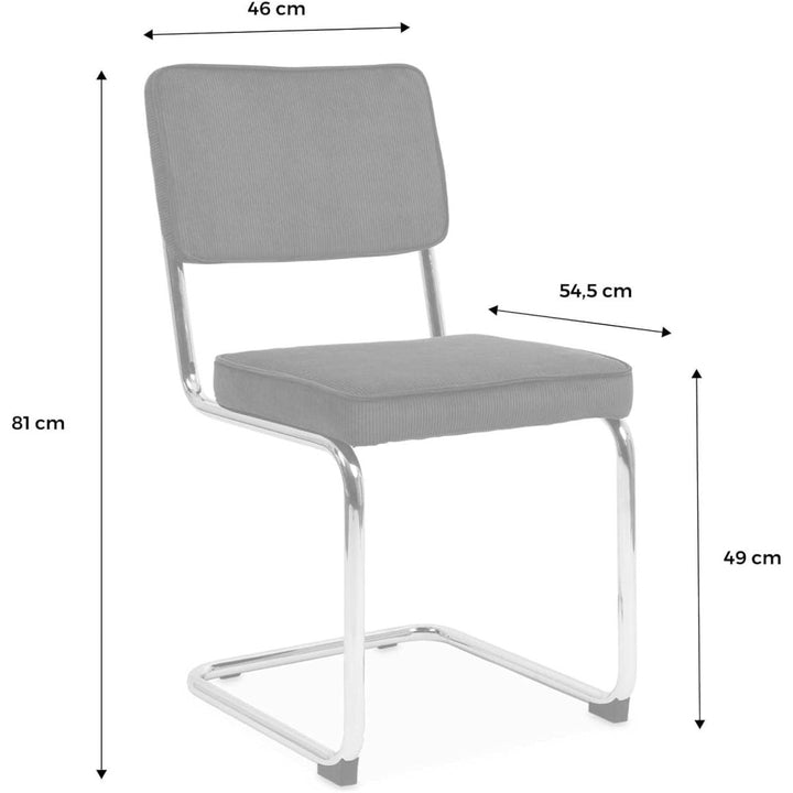 Chaises Cantilever Velours Gris | Bluff - Designix Chaises