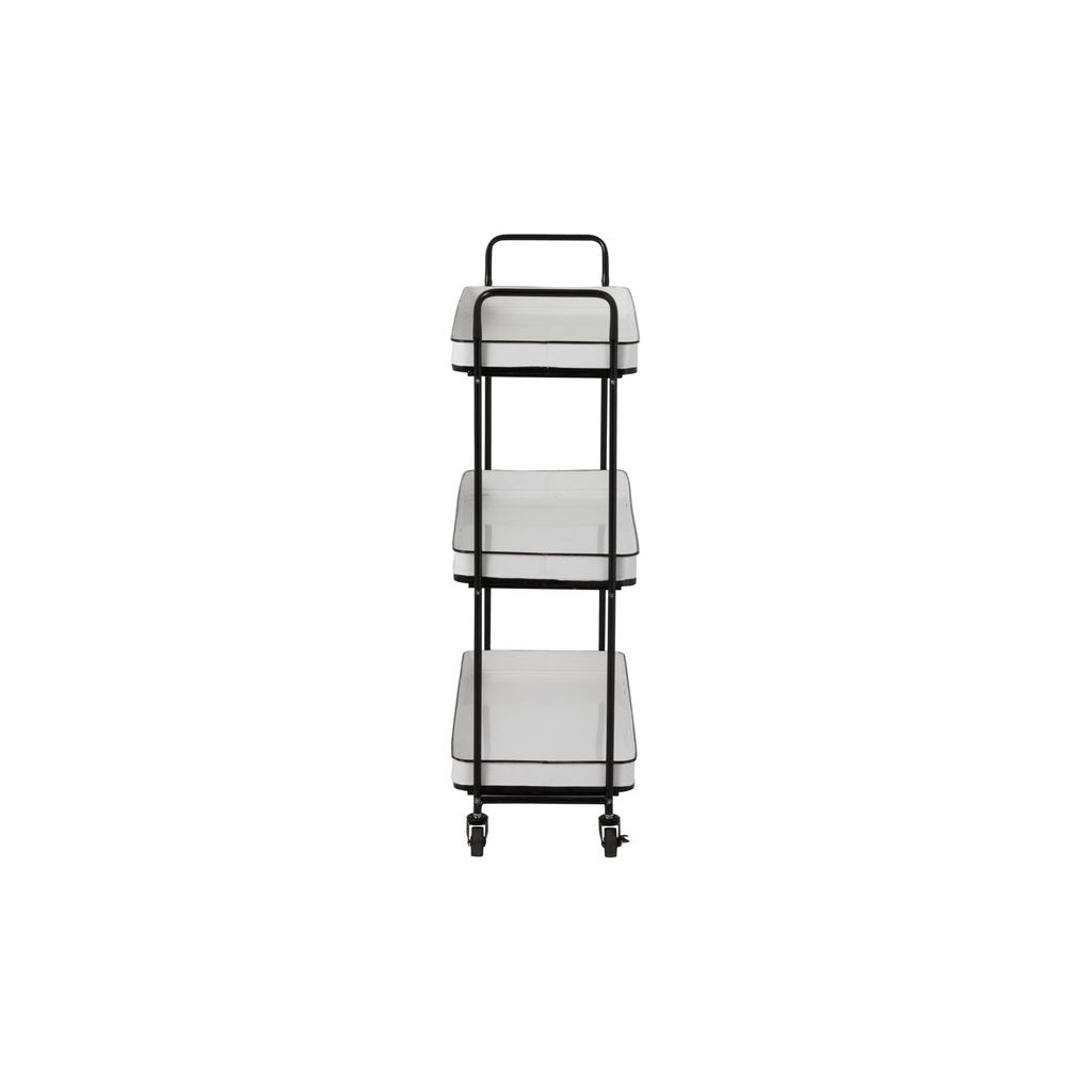 Chariot Métal 3 Étagères Blanc Noir - Designix