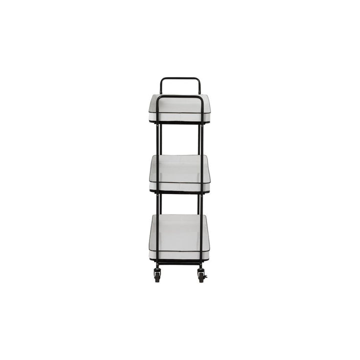 Chariot Métal 3 Étagères Blanc Noir - Designix