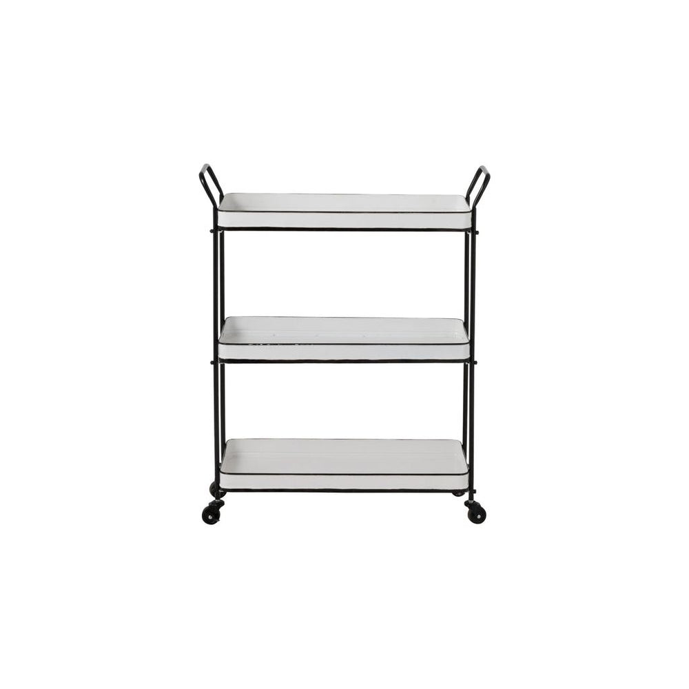 Chariot Métal 3 Étagères Blanc Noir - Designix
