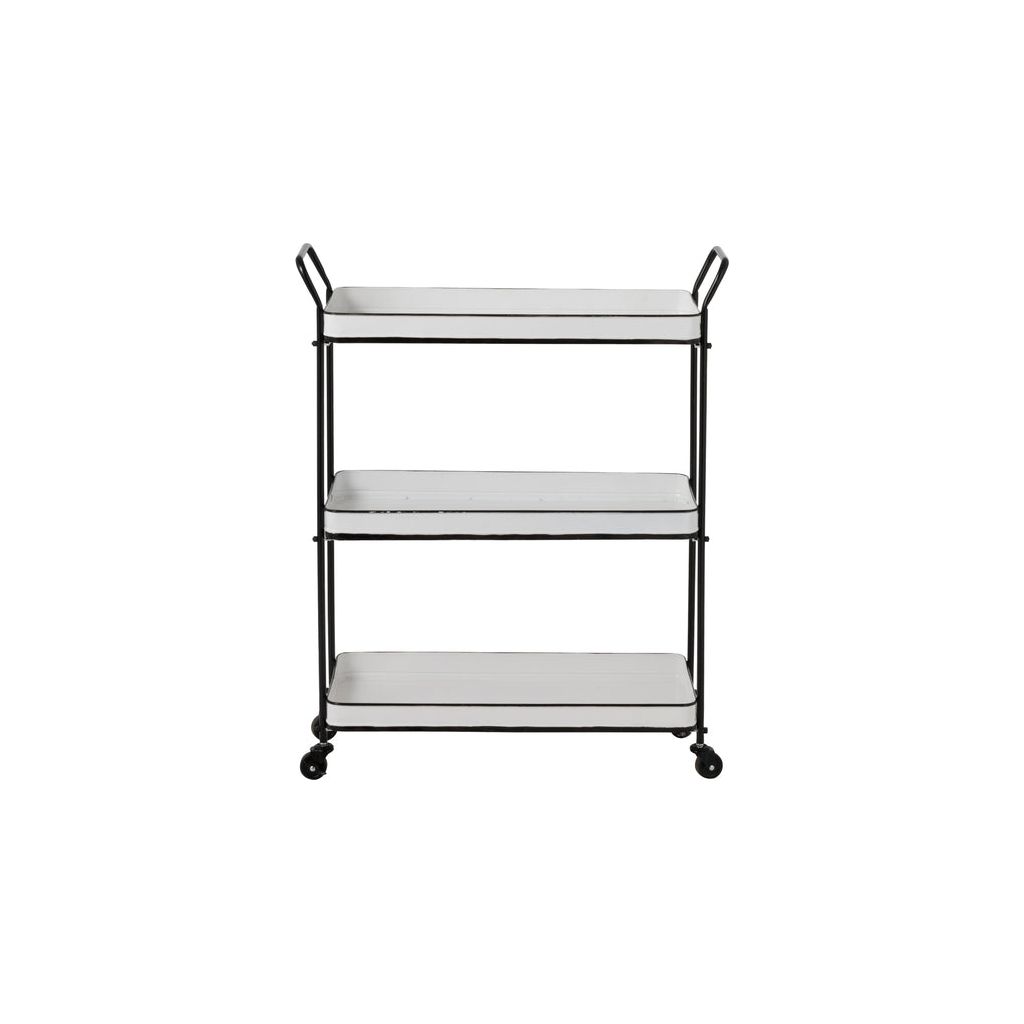 Chariot Métal 3 Étagères Blanc Noir - Designix
