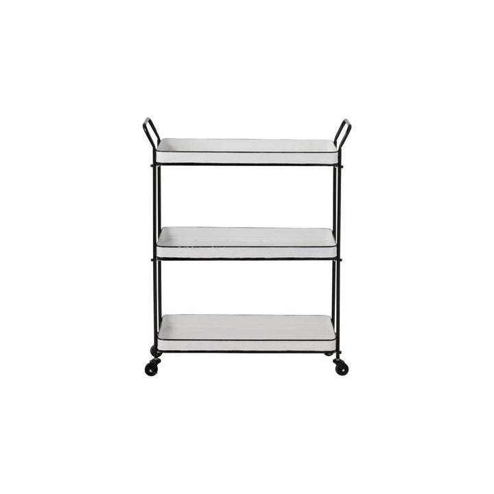 Chariot Métal 3 Étagères Blanc Noir - Designix