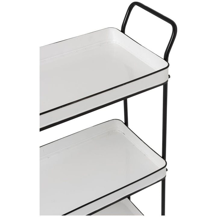 Chariot Métal 3 Étagères Blanc Noir - Designix
