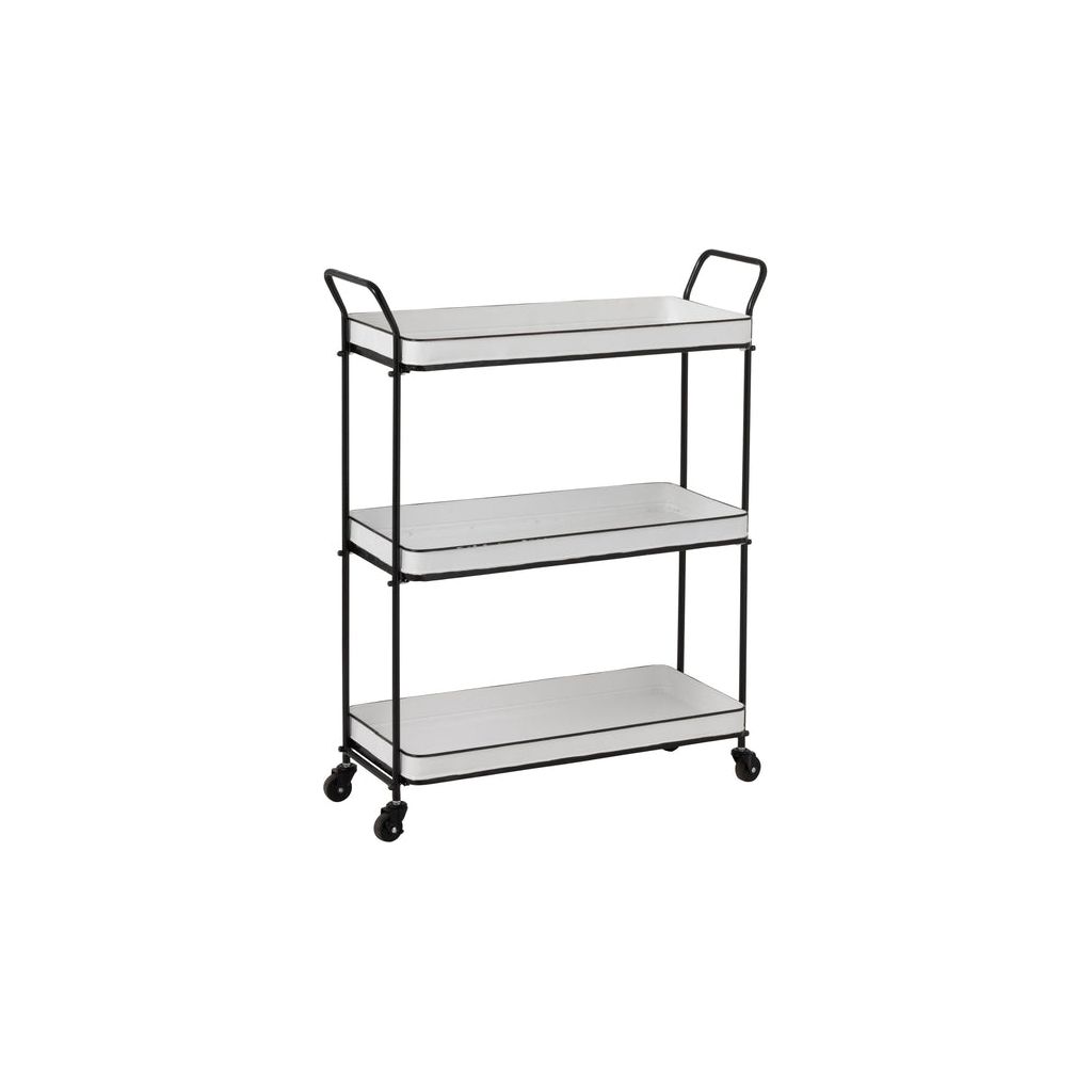 Chariot Métal 3 Étagères Blanc Noir - Designix