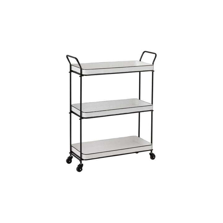 Chariot Métal 3 Étagères Blanc Noir - Designix