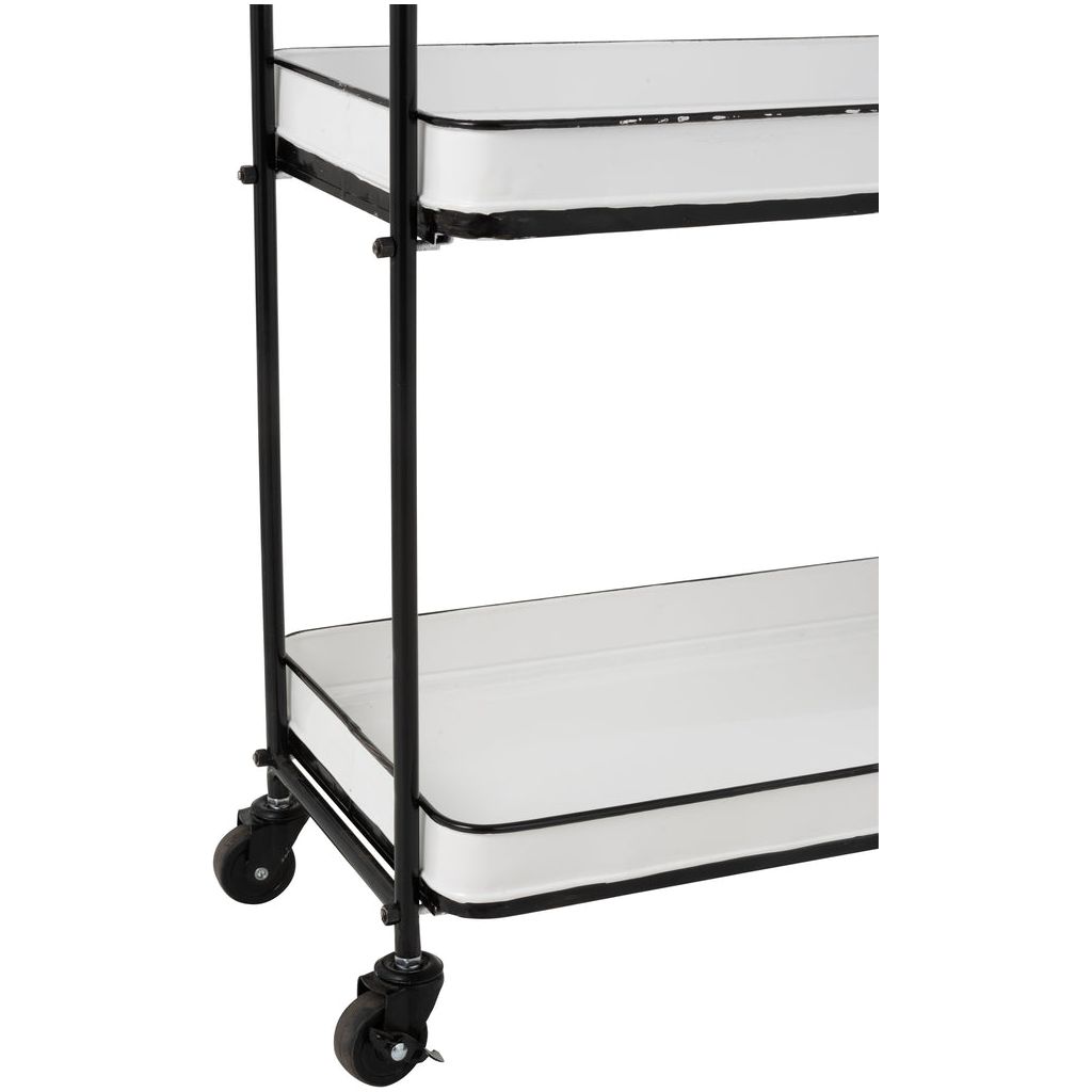 Chariot Métal 3 Étagères Blanc Noir - Designix