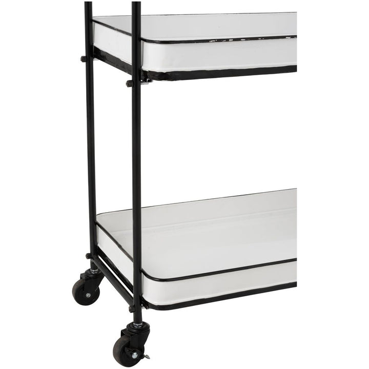 Chariot Métal 3 Étagères Blanc Noir - Designix