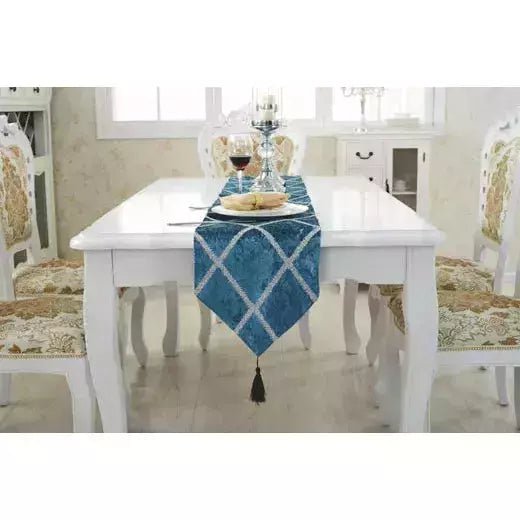 Chemins Table Mariage Imprimés | Baco - Designix Chemin de table Bleu 28x180cm