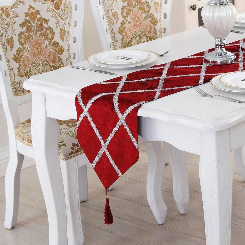 Chemins Table Mariage Imprimés | Baco - Designix Chemin de table Rouge 28x180cm