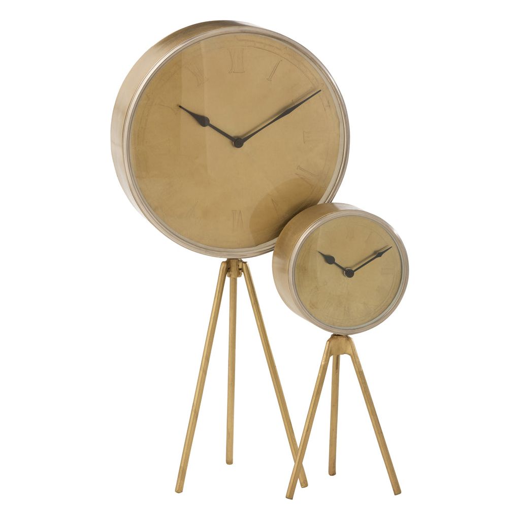 Horloge sur trépied en fer doré de grande taille | Designix -     - https://designix.fr