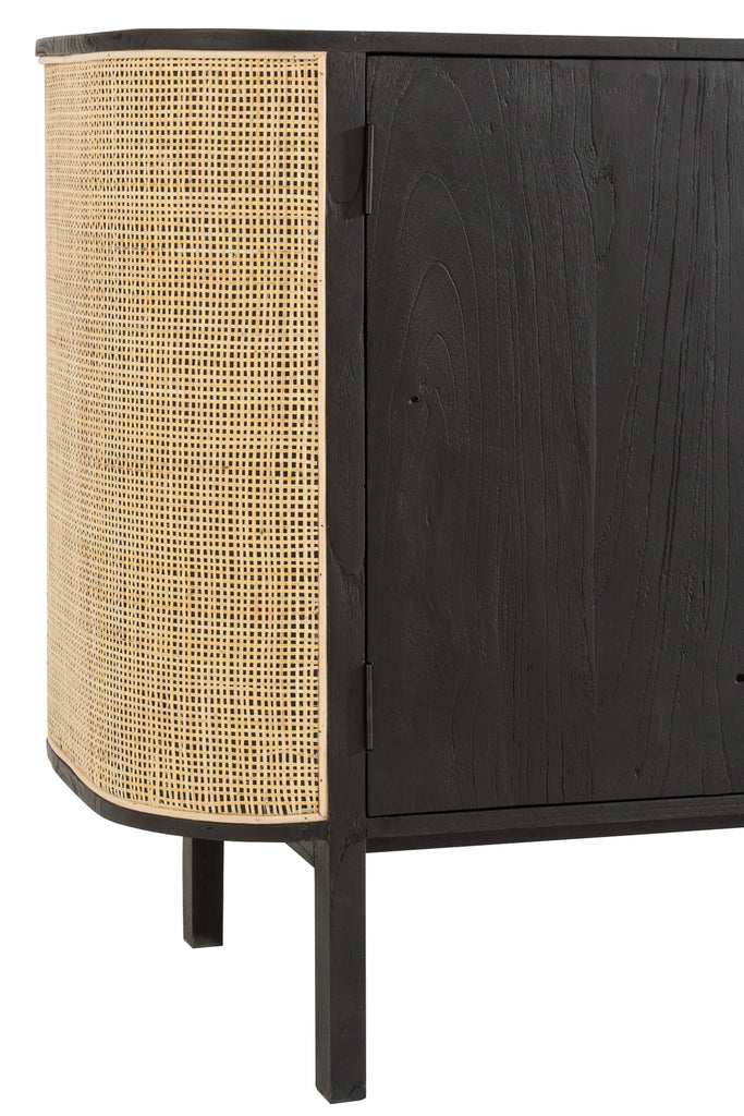 Armoire 3 portes en bois exotique/rattan noir Molly | Designix -     - https://designix.fr