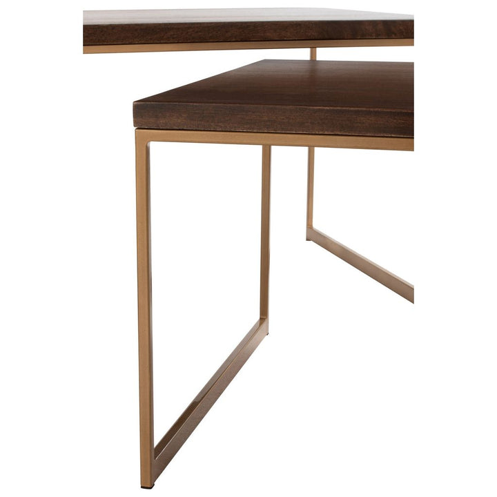 Table basse Rafi 3 parties en fer/bois de manguier doré/marron foncé | Designix -     - https://designix.fr