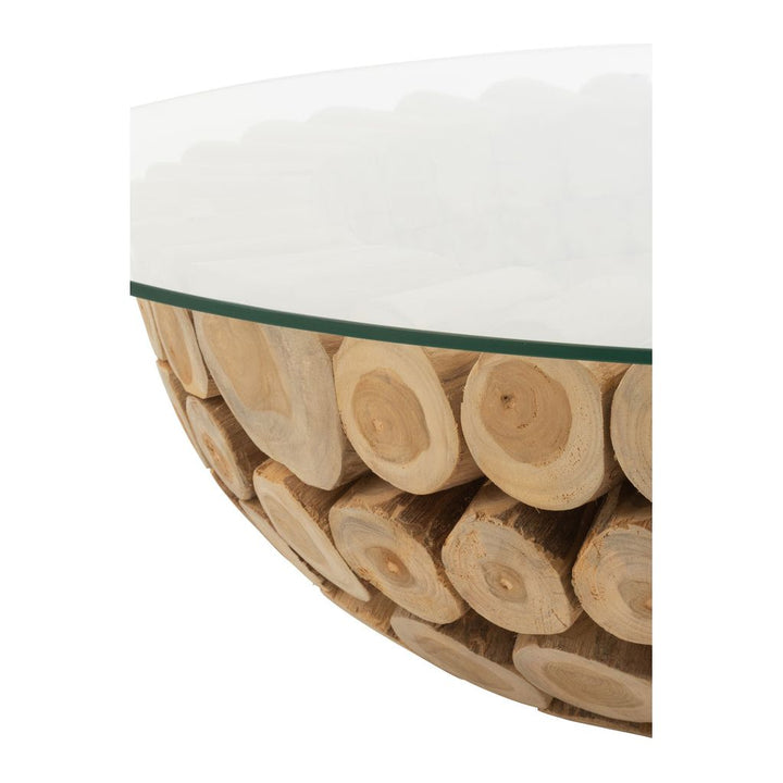 Disques de table basse en teck naturel/verre ouverts | Designix -     - https://designix.fr